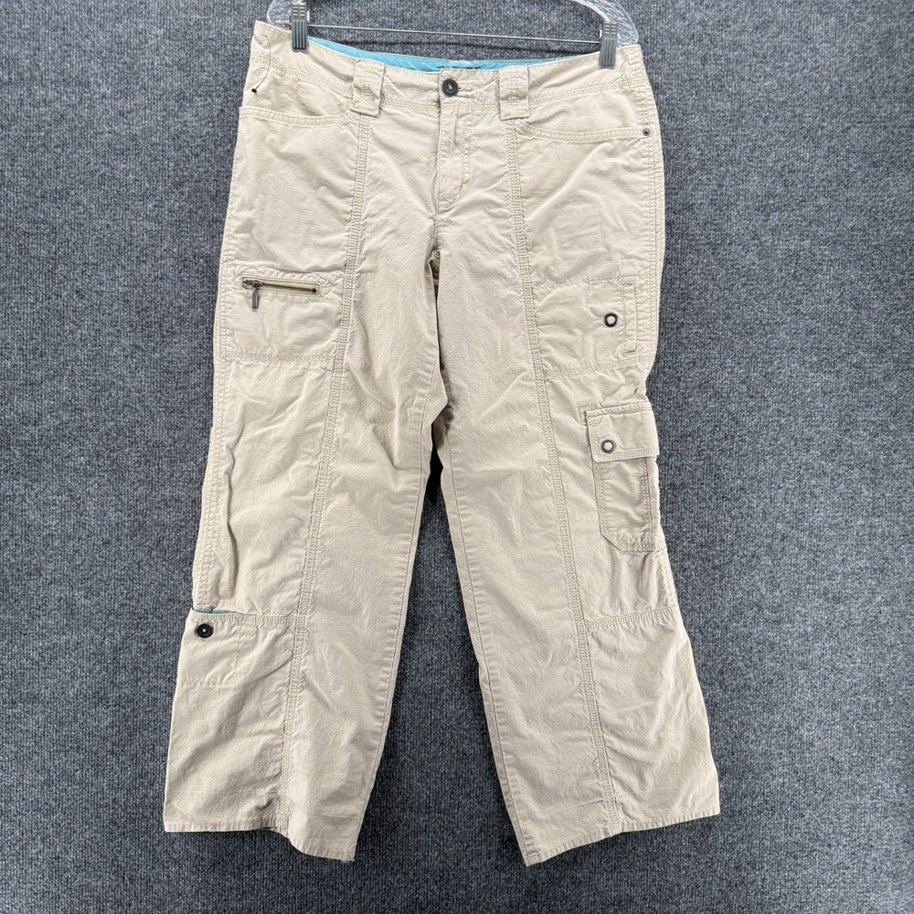 Eddie Bauer Womens Pants Petite 14 Cream Vashon Fit Cargo Straight Crop Hiking